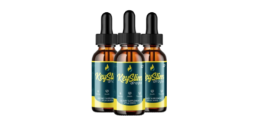Three bottles of KeySlim Drops dietary supplement with droppers – liquid formula designed for weight loss support